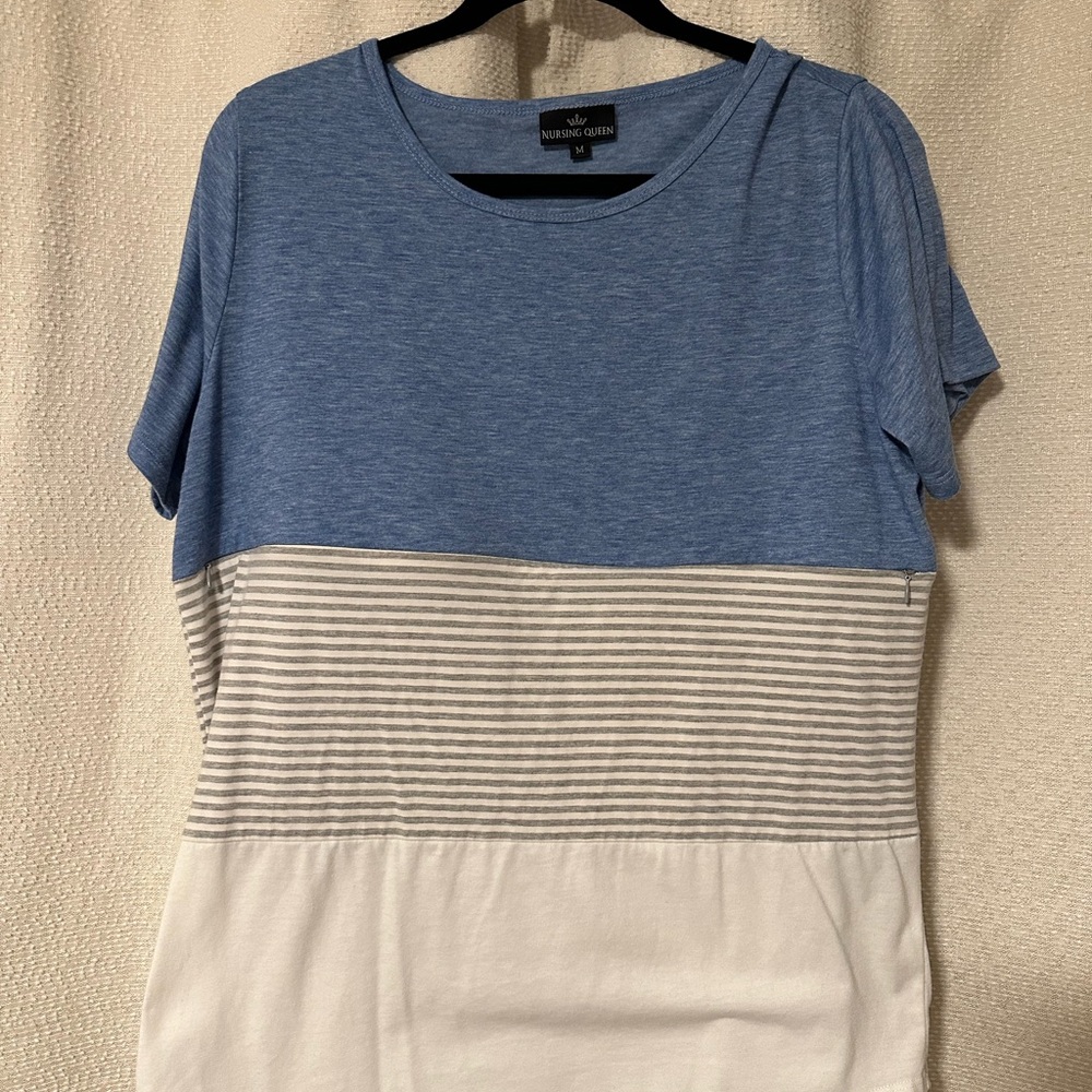 Nursing Queen NURSING T-SHIRT- 3 BLOCK COLORBLOCK- BLUE Size M